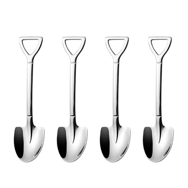 

4pcs retro shovel coffee spoon dessert spoon watermelon ice cream tip shovel flat kitchen tools