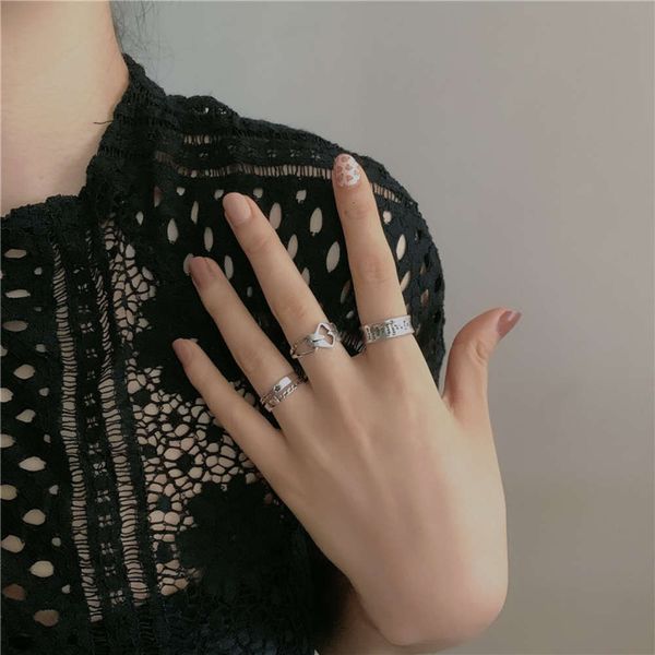 

hbp fashion thai silver creative letter hollow hip hop personality smooth index finger tail single ring men and women