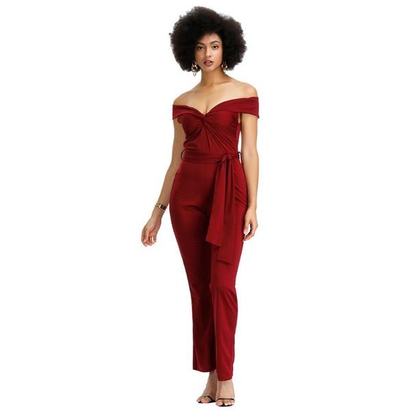 

women's jumpsuits & rompers danala 2021 autumn one-shoulder deep v-neck long jumpsuit for women elegant loose-width pants fashion set, Black;white