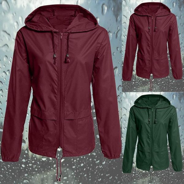 

women's trench coats women solid long sleeve pocket outerwear loose waterproof splice windbreaker daily simple, Tan;black