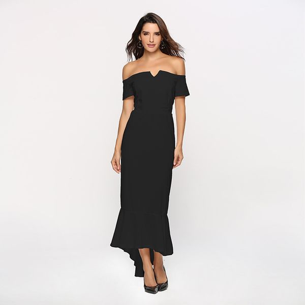 

2021 new es woman party night off shoulder women summer solid sleeveless vestidos verano elegant ladies costume cnw1, Black;gray