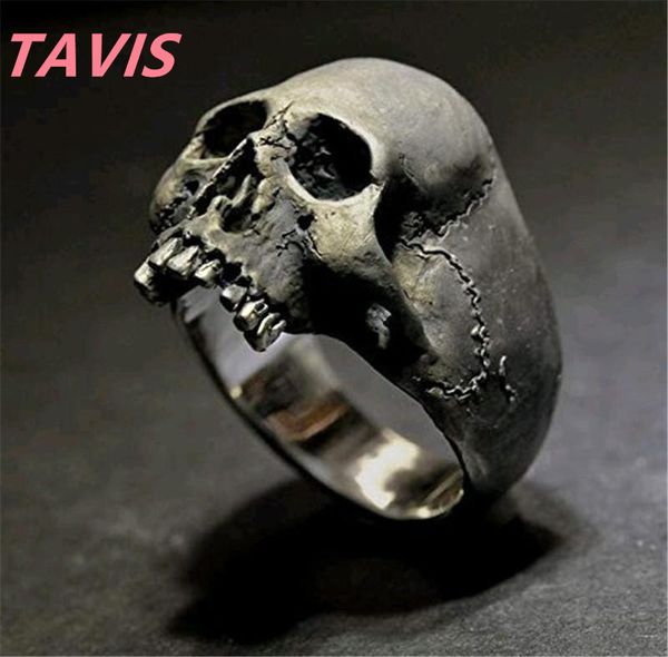 

selling rock gothic skull ring punk jewelry men's halloween gift retro ring, Golden;silver