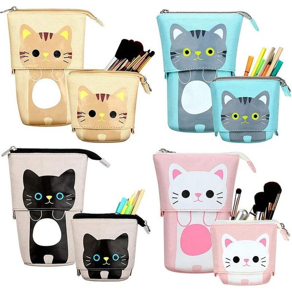 

pencil bags angoo 4 pieces holder cute cat organizer makeup bag cosmetics pouch stationery pen case