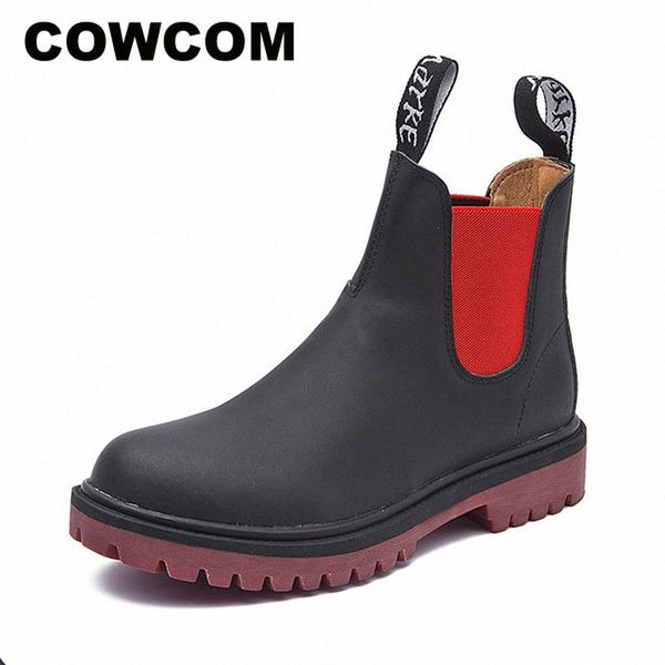 

short boots womens round head thick and lace up boots high bond british couple mens leather boot fjm v6hq#, Black