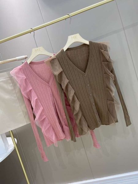 

pink stitched knitted cardigan autumn v-neck sweater, White;black