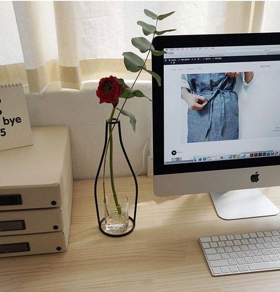 

vases retro iron line table flowers nordic decoration home metal plant holder styles flower vase decor 8 shapes