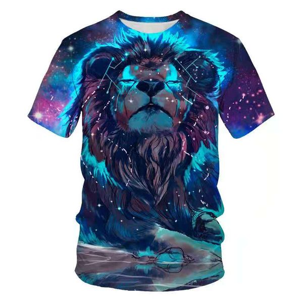 

lion pattern men's 3d printed t-shirt visual impact party streetwear punk gothic round neck american muscle style short sleeves, White;black