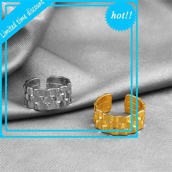 

korean new fashion net red design sense geometric concave convex gold ring female indifference versatile jewelry, Golden;silver