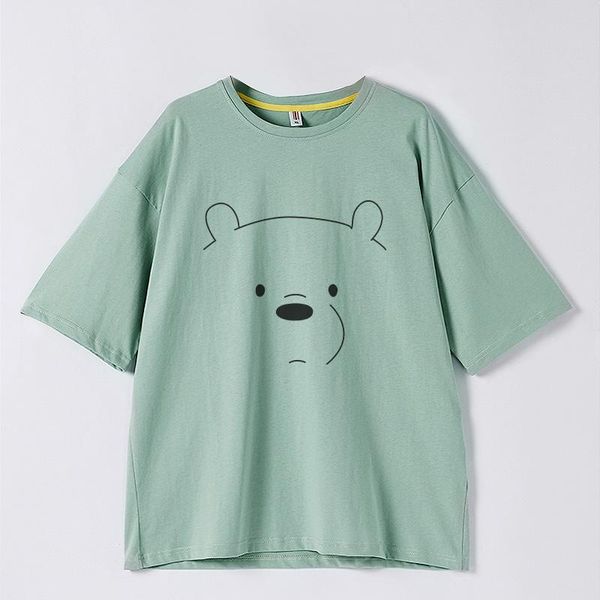 

women's t-shirt polar bear print 100% cotton t-shirts white o-neck short sleeve woman tshirts 2021 summer casual loose fashion zxz2.1