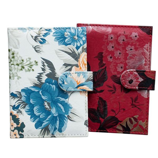 

card holders red buckled peony flower pu leather fashion passport holder bag travel id credit ticket soft folder cover, Brown;gray