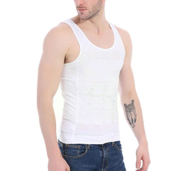 

men' tank shaping vest slimming body shapewear corset shirt tummy trainer muscle belly girdle male waist burning h3i8, White;black