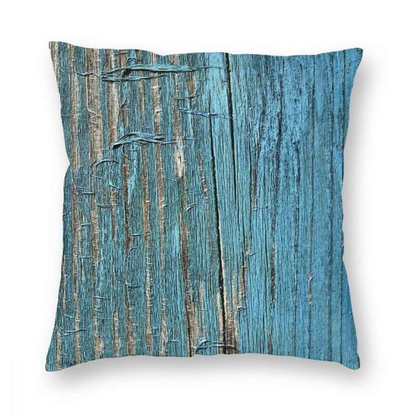 

rustic wood effect shabby print in turquoise square pillow case polyester decorative pillow customized pillowcover home decor
