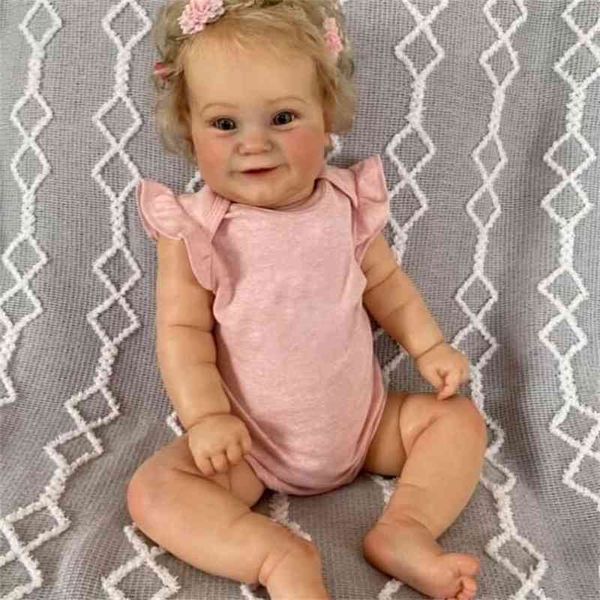 

npk 60cm/50cm reborn toddler popular maddie cute girl with rooted blonde hair soft cuddle body handmade doll