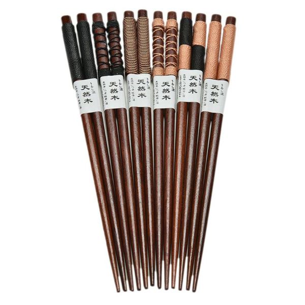 

1pair durable ecological theaceae chopsticks 6 styles japanese wooden chopsticks cooking tableware utensils value gift set