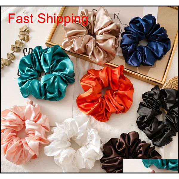 

oversized bright color hair scrunchies women silk scrunchie elastic hair bands girls headwear donut grip l qyljls new_dhbest, Pink
