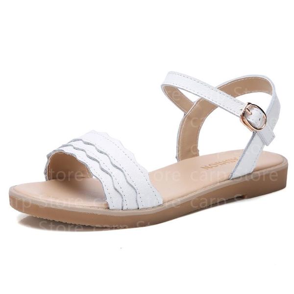 

sandals carp women's sandal slipper genuine leather flat ankle strap ladies white flipflops 321, Black