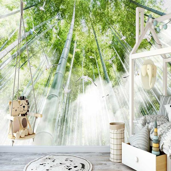 

wallpapers milofi 3d custom wallpaper flying pigeon in the bamboo forest