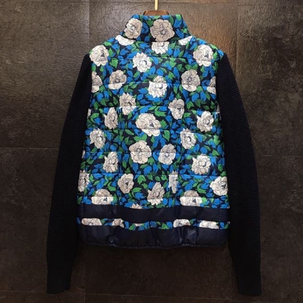 

women's jackets jackets jacket winter casual outerwear women blue floral print knitted patchwork long sleeve parka coats  kgnm, Black;brown