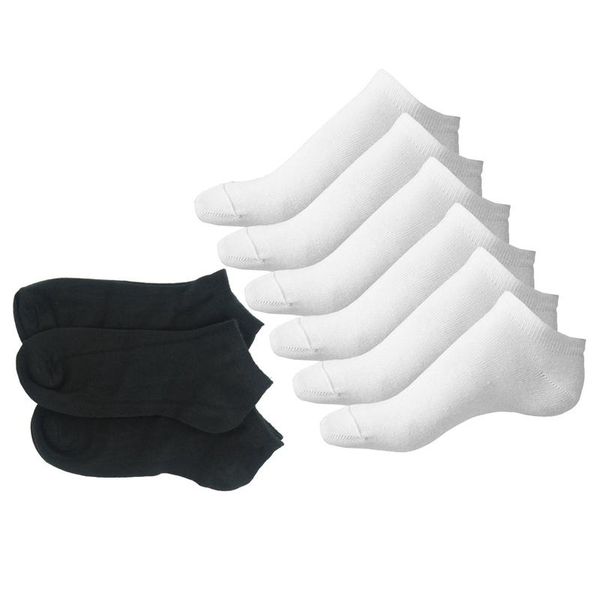 

12 pairs trainer liner ankle socks mens cotton rich sport white, Black;white