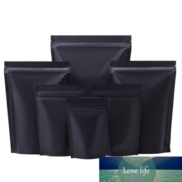 100 Teile/los Matte Schwarz Stand Up Beutel Mylar Folie Aufreißkerbe Wiederverschließbare Lebensmittel Snack Getrocknete Früchte Nüsse Bohnen Pack beutel