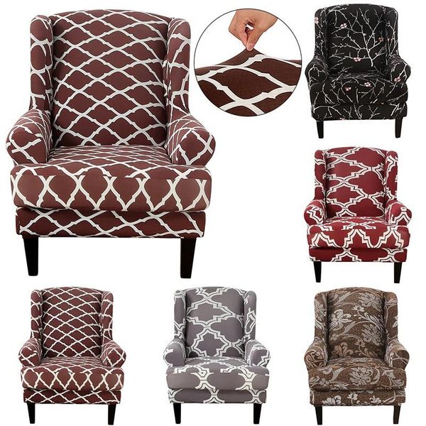 

chair covers printed wing back cover elastic king arm slipcover stretch armchair single sofa protector