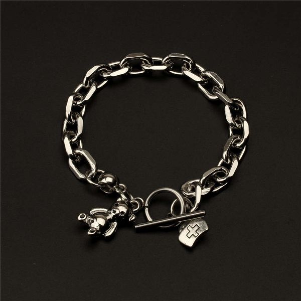 

ins cool wind net red nurse hat bear bracelet one button dark student simple niche design, Golden;silver