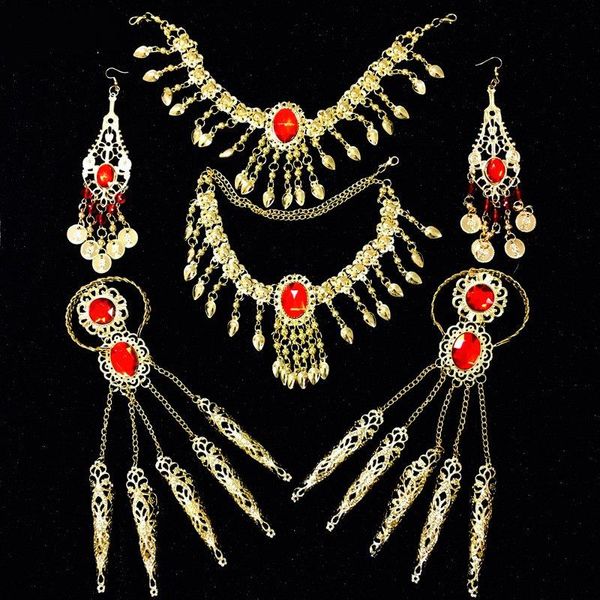 

stage wear bollywood belly dance diamond headwear suit sari india bellydance headpiece women's clothing oriental dancing earring, Black;red