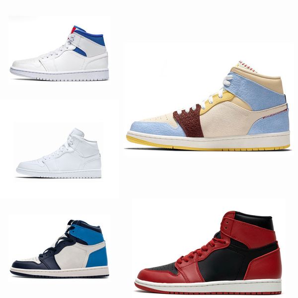 

new 1s mens basketball shoes jumpman 1 high og mid light smoke grey black mushroom royal toe unc patent women sports sneakers9kx3qvqu