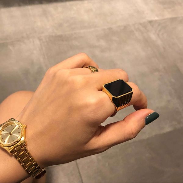 

hbp fashion fashionable square smooth face personalized geometric gold minimalist exaggerated net red minority index finger ring, Silver