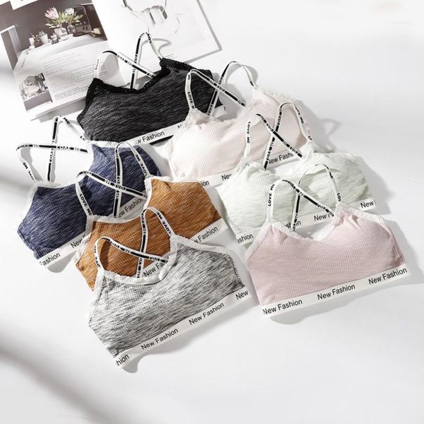 

bras women sports bra letter strap wrapped chest female bralette underwear for, Red;black