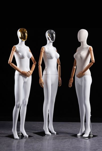 

female model whole body fake mannequin movable arm wooden hand, Khaki