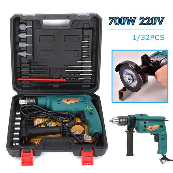 

professiona electric drills 220v 1980w brushless handheld impact drill guns torque driver power tool set with wrench measuring scale