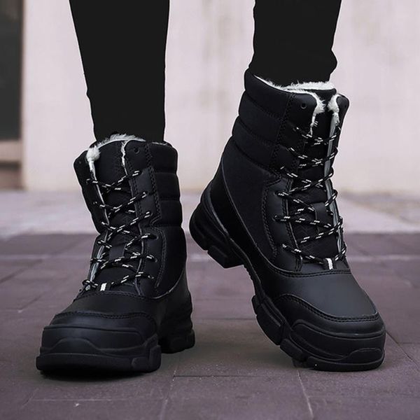 Moda pele de carneiro à prova d 'água alinhada mulheres botas casuais curto tornozelo inverno para senhoras lace up shoes de neve boot