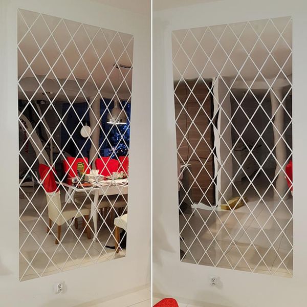 

wall stickers diamonds triangles art acrylic mirror sticker 3d diy decals for home decoration kids rooms living room
