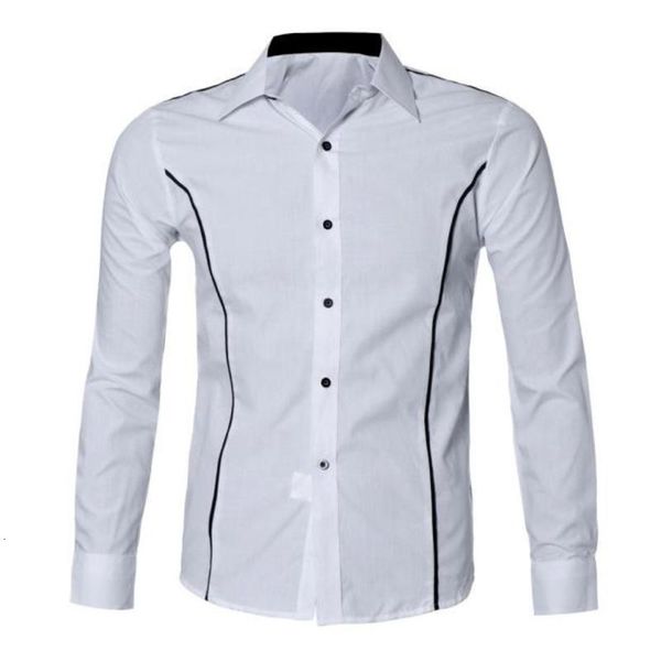 

men polyester fashion people luxury long mouwen casual slim fit stylish shirts blouse w1010, White;black
