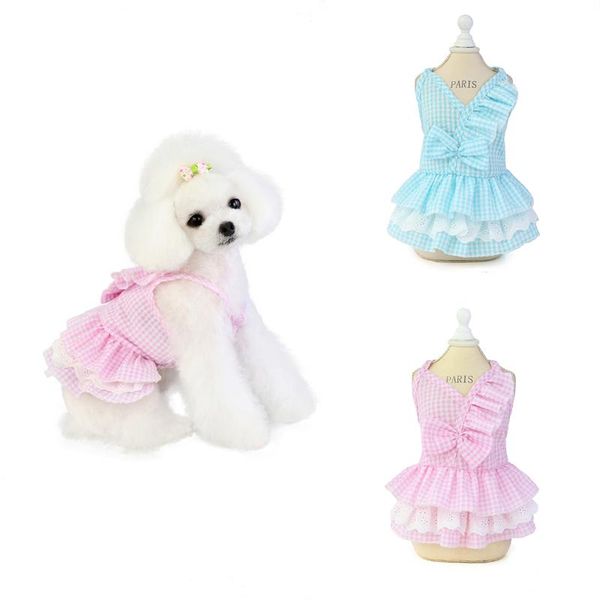 

dog dress princess for girls bowknot pet clothes sling evening party dresses for chiwawa tutu cake skirt outfit summer small dog