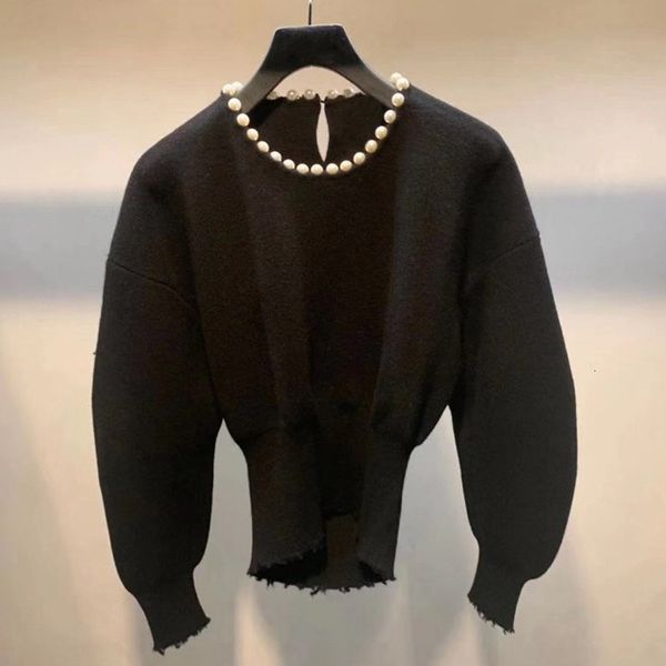 

2021 new camisola de malha feminina prola ee voltar oco para fora femme pulver senhoras malhas s yzrf, White;black