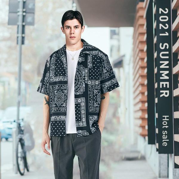 

men's casual shirts 2021 haradjuku oversized short sleeve fashion summer clothing short-sleeve blouses man's clothes, White;black