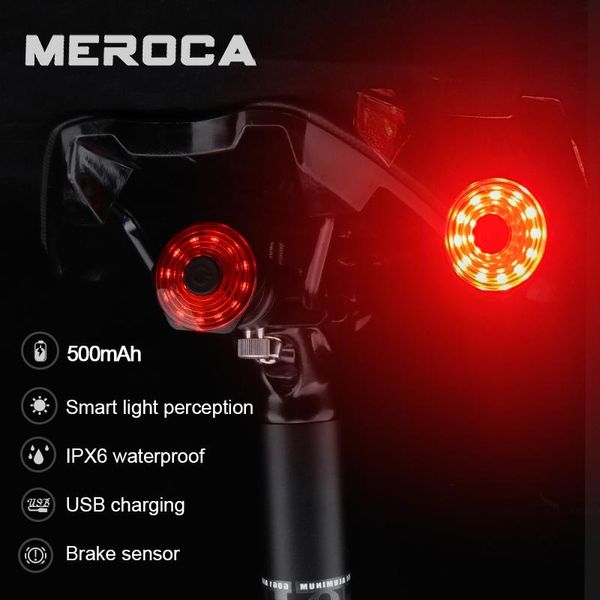 

meroca smart bicycle tail light mountain bike road bike tail light 500mah usb rechargeable bicycle