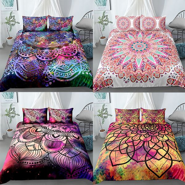 Set biancheria da letto Mandala Copripiumino Copriletti bohémien Set letto 210316