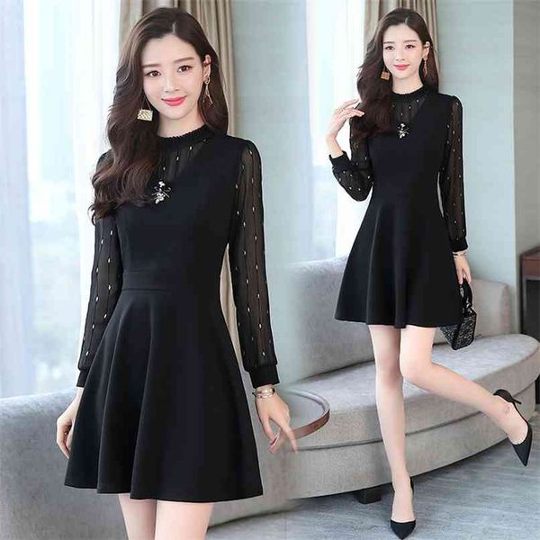 

4xl plus size solid women bodycon office dress vintage black mini dresses autumn winter elegant casual party vestidos 210528, Black;gray