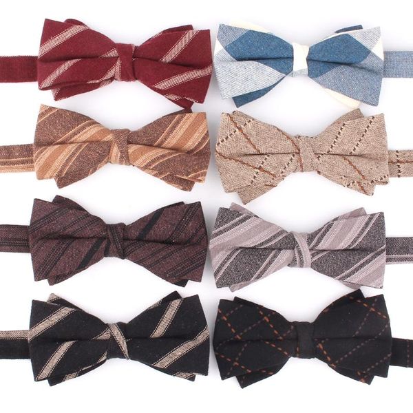 

neck ties cotton bowtie casual bow tie for men women cravats male plaid knot party wedding black striped bowties, Blue;purple