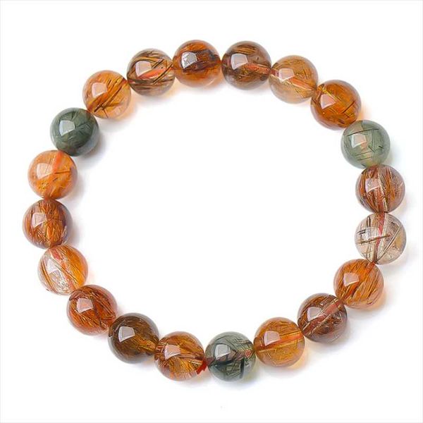 

beaded, strands rutilated quartz bracelet with colorful bead natural stone handmade beaded bangles for women trendy fashion jewelry accessor, Black