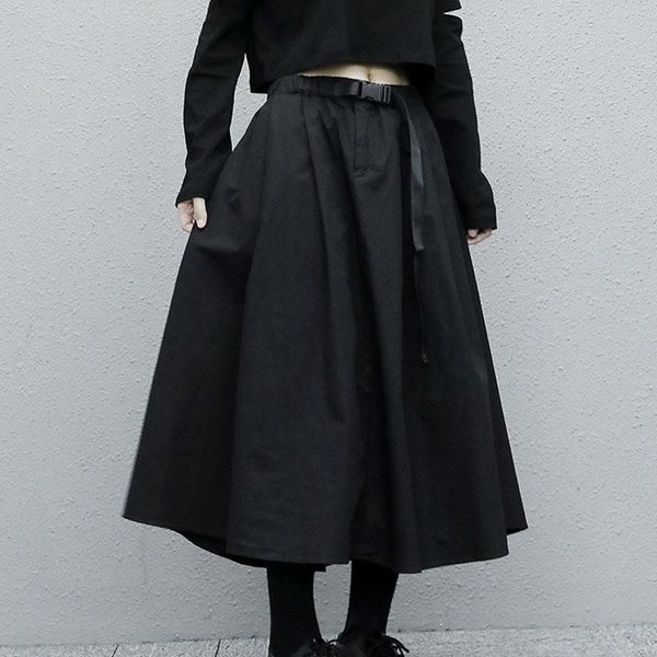 

skirts black pleated maxi skirt 2021 spring/autumn loose-fitting japanese retro grand a-lline women's