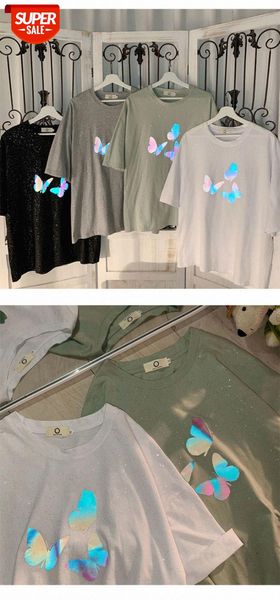 

t-shirt men summer hong kong trendy men's wardrobe trend loose short-sleeved tide brand reflective design wild half-sleeved #by7q, White;black