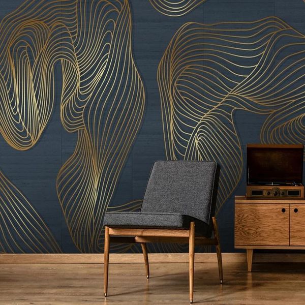 

wallpapers modern abstract line po mural chinese style 3d hand-painted artistic tv background for home decoration improvement papel