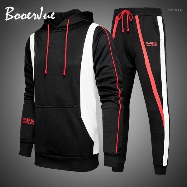 

men's hoodies & sweatshirts tracksuit mens 2pc sportswear men suits 2021 casual hooded and pants sets fashion streetwear, Black