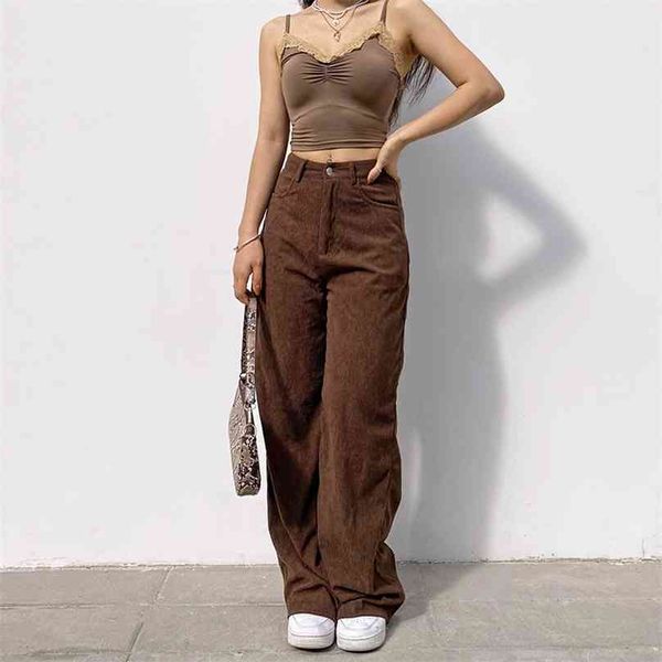 

vintage oversized corduroy baggy pants women harajuku y2k brown wide leg pant streetwear jogger high waist trouser summer 210925, Black;white