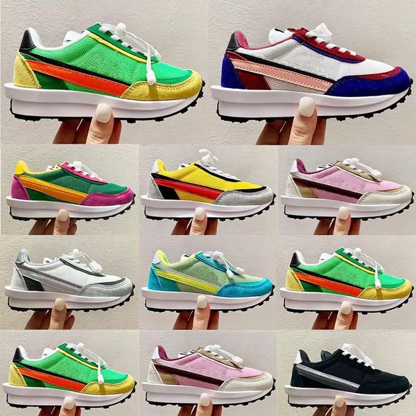 

sacais designer kids casual shoes x vaporwaffle boys girls running shoes ldv waffle sesame void nylon tour yellow dark iris purple toddler i