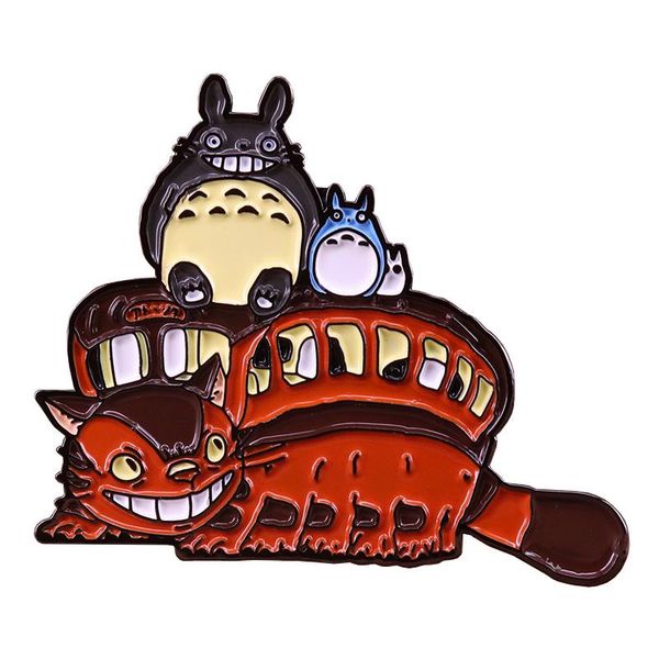 

pins, brooches o-totoro cat bus gatobus enamel pin badge, Gray